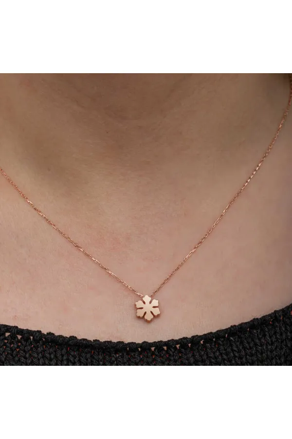 Gümüş Rose Minimal Kar Tanesi Kadın Kolye