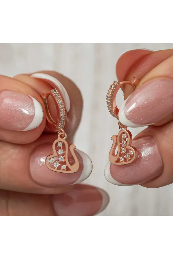 Gümüş Sallantılı Rose Kuğu Kadın Küpe Gümüş Sallantılı Rose Kuğu Kadın Küpe