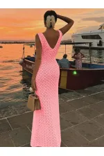 Kadın Askılı V Yakalı Uzun Triko Elbise Kadın Askılı V Yakalı Uzun Triko Elbise