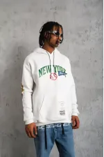 Erkek Baskılı Kapüşonlu Sweatshirt - Beyaz Erkek Baskılı Kapüşonlu Sweatshirt - Beyaz