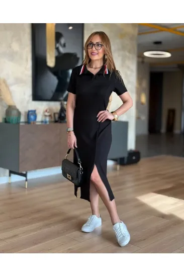 Kadın Kısa Kollu Yakalı Yırtmaçlı Midi Viskon Iki Iplik Elbise Kadın Kısa Kollu Yakalı Yırtmaçlı Midi Viskon Iki Iplik Elbise