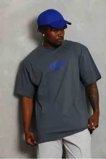 Erkek Baskılı T-Shirt Kısa Kol Bisiklet Yaka Regular Fit Rahat Kalıp Günlük Tişört - Füme Erkek Baskılı T-Shirt Kısa Kol Bisiklet Yaka Regular Fit Rahat Kalıp Günlük Tişört - Füme