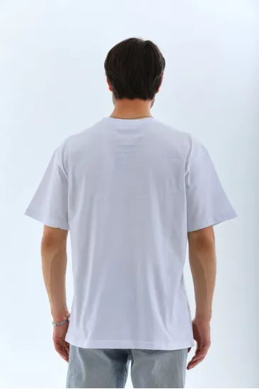 Unisex Oversize Düz Bisiklet Yaka T-Shirt - Beyaz Unisex Oversize Düz Bisiklet Yaka T-Shirt - Beyaz