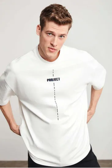Unisex Baskılı Oversize T-Shirt - Beyaz Unisex Baskılı Oversize T-Shirt - Beyaz