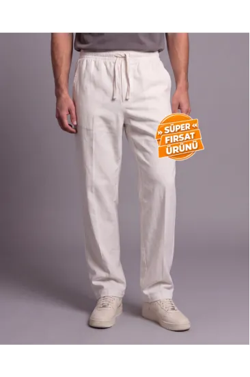 Erkek Rahat Kalıp Keten Pantolon
