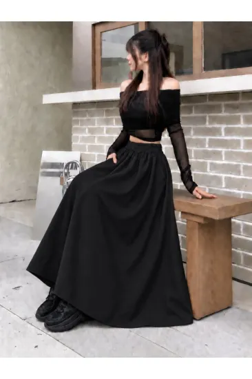 Kadın Yüksek Bel Maxi Boy çan Etek
