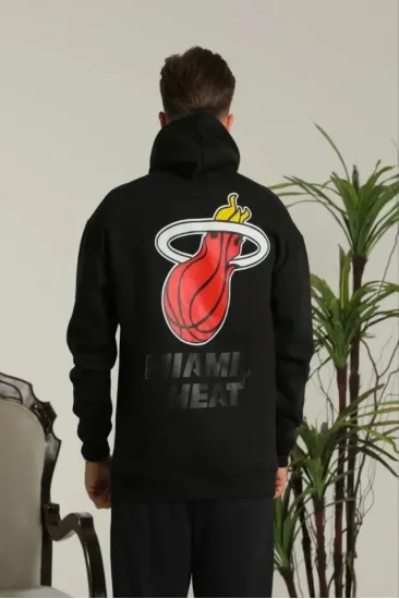 Erkek Sırt Baskılı Oversize Üç İplik Kapüşonlu Sweatshirt - Siyah Erkek Sırt Baskılı Oversize Üç İplik Kapüşonlu Sweatshirt - Siyah