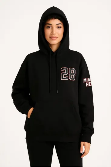 Üç İplik Kapüşonlu Ön Ve Arka Baskılı SweatShirt Hoodie - Siyah Üç İplik Kapüşonlu Ön Ve Arka Baskılı SweatShirt Hoodie - Siyah