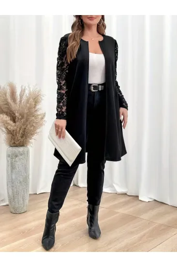 Kadın Uzun Kollu Dantel Detaylı önü Açık Midi Modal Ceket Kadın Uzun Kollu Dantel Detaylı önü Açık Midi Modal Ceket