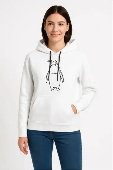 Nihilist Penguen Özel Tasarım Oversize Kapüşonlu Sweatshirt - Beyaz Nihilist Penguen Özel Tasarım Oversize Kapüşonlu Sweatshirt - Beyaz