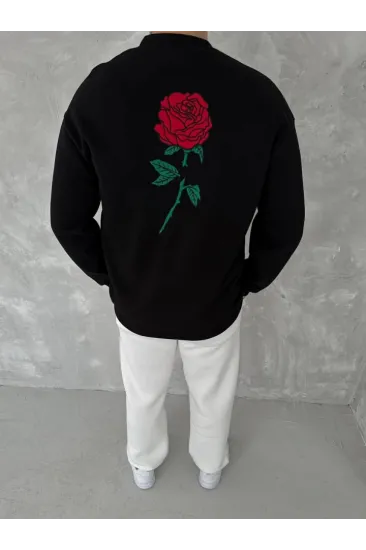 Unisex Bisiklet Yaka Ön Ve Arka Baskılı SweatShirt - Siyah Unisex Bisiklet Yaka Ön Ve Arka Baskılı SweatShirt - Siyah