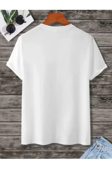 Unisex Baskılı Oversize T-Shirt - Beyaz