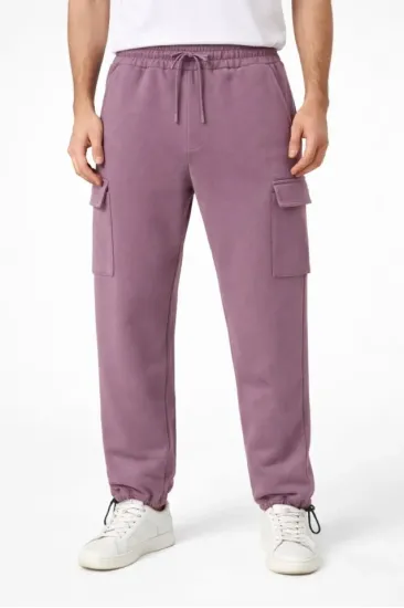 Erkek Baggy Üç İplik Kargo Cepli Eşofman Ayarlanabilir Paça Beli İpli Pantolon - Gül Kurusu Erkek Baggy Üç İplik Kargo Cepli Eşofman Ayarlanabilir Paça Beli İpli Pantolon - Gül Kurusu