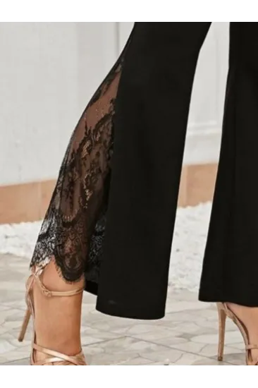 Kadın Dantel Eklemeli Ispanyol Paça Scuba Tayt Pantalon Kadın Dantel Eklemeli Ispanyol Paça Scuba Tayt Pantalon