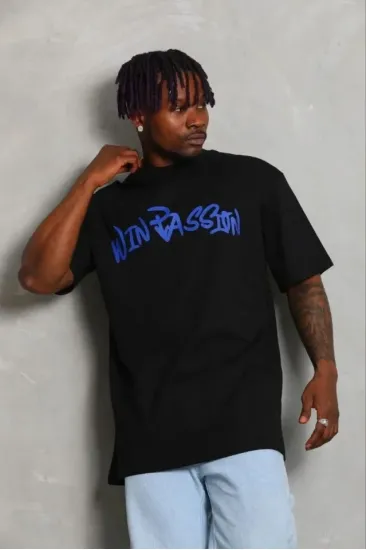 Erkek Baskılı T-Shirt Kısa Kol Bisiklet Yaka Regular Fit Rahat Kalıp Günlük Tişört - Siyah Erkek Baskılı T-Shirt Kısa Kol Bisiklet Yaka Regular Fit Rahat Kalıp Günlük Tişört - Siyah