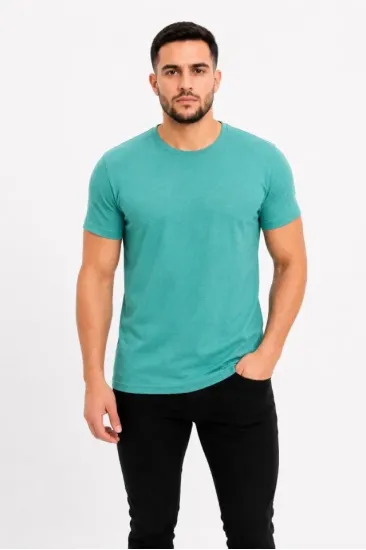 Erkek Basic Tişört Bisiklet Yaka Kısa Kol Günlük Yazlık Slim Fit T-Shirt - Su Yeşili Erkek Basic Tişört Bisiklet Yaka Kısa Kol Günlük Yazlık Slim Fit T-Shirt - Su Yeşili