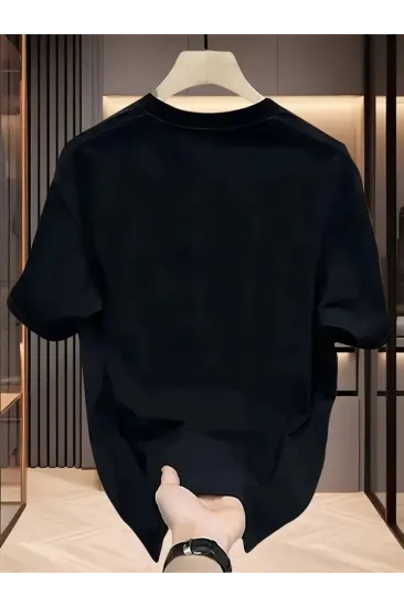 Baskılı Oversize Bisiklet Yaka T-shirt - Siyah Baskılı Oversize Bisiklet Yaka T-shirt - Siyah