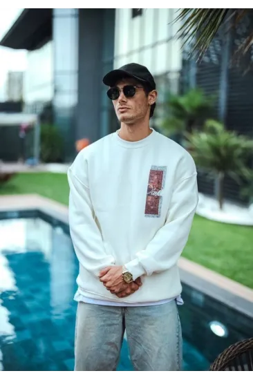 Uzun Kol Bisiklet Yaka Ön Ve Arka Baskılı SweatShirt - Beyaz Uzun Kol Bisiklet Yaka Ön Ve Arka Baskılı SweatShirt - Beyaz