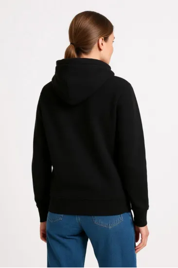 Üç İplik Kapüşonlu Kanguru Çepli SweatShirt Hoodie - Siyah Üç İplik Kapüşonlu Kanguru Çepli SweatShirt Hoodie - Siyah