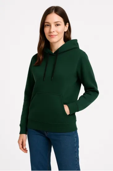 Üç İplik Kapüşonlu Kanguru Çepli SweatShirt Hoodie - Haki Üç İplik Kapüşonlu Kanguru Çepli SweatShirt Hoodie - Haki