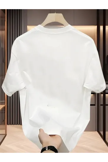 Baskılı Oversize Bisiklet Yaka T-shirt - Beyaz Baskılı Oversize Bisiklet Yaka T-shirt - Beyaz