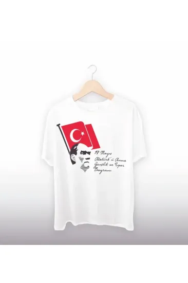 19 Mayıs Atatürkü Anma Gençlik Ve Spor Bayramı Baskılı Oversize T-shirt - Beyaz 19 Mayıs Atatürkü Anma Gençlik Ve Spor Bayramı Baskılı Oversize T-shirt - Beyaz