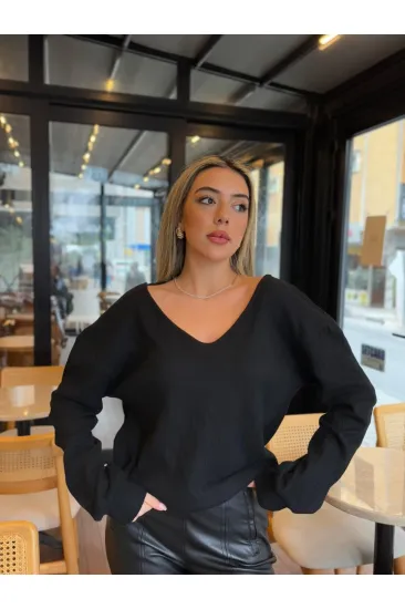 Kadın Uzun Kollu V Yakalı Pencere Sırt Dantel Detaylı Kalın Fitilli Kaşkorse Bluz Kadın Uzun Kollu V Yakalı Pencere Sırt Dantel Detaylı Kalın Fitilli Kaşkorse Bluz