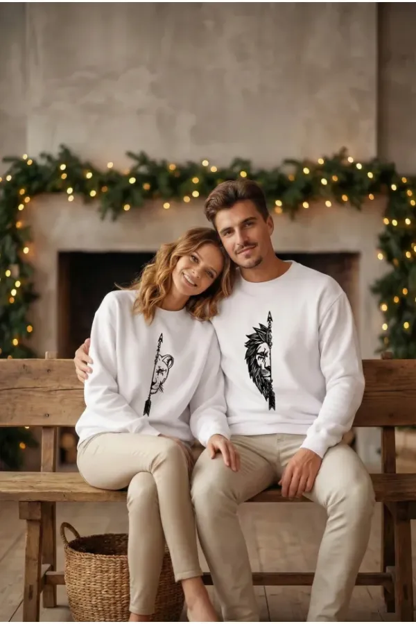 Sevgililer Günü Baskılı Oversize Bisiklet Yaka Sweatshirt - Beyaz Sevgililer Günü Baskılı Oversize Bisiklet Yaka Sweatshirt - Beyaz