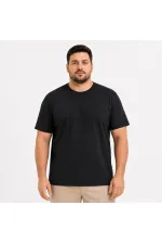 Erkek Battal Big Size Basic Tişört Bisiklet Yaka Rahat Kalıp T-Shirt - Siyah Erkek Battal Big Size Basic Tişört Bisiklet Yaka Rahat Kalıp T-Shirt - Siyah