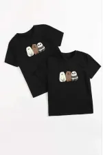 Çocuk Unisex Baskılı T-Shirt - Siyah Çocuk Unisex Baskılı T-Shirt - Siyah