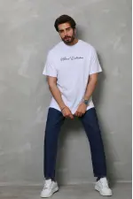 Erkek Bisiklet Yaka Baskılı Kısa Kol T-Shirt - Beyaz Erkek Bisiklet Yaka Baskılı Kısa Kol T-Shirt - Beyaz