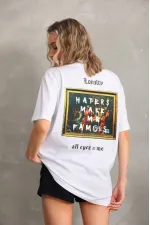 Kadın ön ve arka Baskılı Oversize Kısa kol T-Shirt - Beyaz Kadın ön ve arka Baskılı Oversize Kısa kol T-Shirt - Beyaz