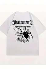 Kadın Tişört Örümcek Baskılı Bisiklet Yaka T-shirt - Beyaz Kadın Tişört Örümcek Baskılı Bisiklet Yaka T-shirt - Beyaz