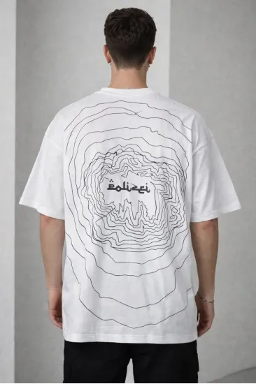 Erkek Kısa Kol Yazlık Tişört Bisiklet Yaka Baskılı Oversize T-Shirt - Beyaz Erkek Kısa Kol Yazlık Tişört Bisiklet Yaka Baskılı Oversize T-Shirt - Beyaz