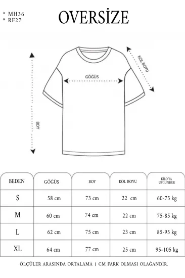 Kadın Baskılı T-Shirt Kısa Kol Bisiklet Yaka Oversize Rahat Kalıp Tişört - Beyaz