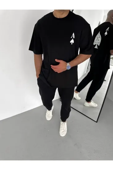 Erkek Baskılı T-Shirt Kısa Kol Bisiklet Yaka Regular Fit Rahat Kalıp Günlük Tişört - Siyah Erkek Baskılı T-Shirt Kısa Kol Bisiklet Yaka Regular Fit Rahat Kalıp Günlük Tişört - Siyah