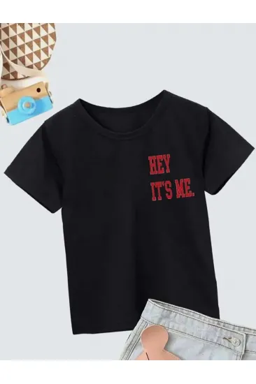 Çocuk Unisex Baskılı T-Shirt - Siyah Çocuk Unisex Baskılı T-Shirt - Siyah