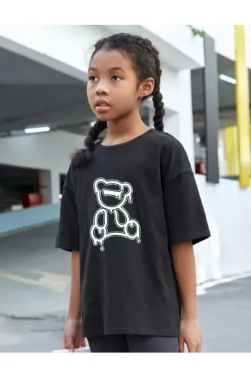 Çocuk Unisex Baskılı T-Shirt - Siyah Çocuk Unisex Baskılı T-Shirt - Siyah