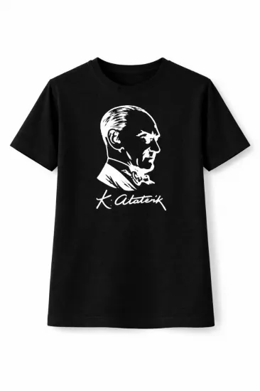 Erkek Çocuk Atatürk Baskılı Tişört Kısa Kollu Bisiklet Yaka T-Shirt - Siyah Erkek Çocuk Atatürk Baskılı Tişört Kısa Kollu Bisiklet Yaka T-Shirt - Siyah