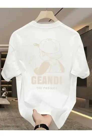 Kadın T-Shirt "GANDHI The Project" Baskılı Kısa Kollu tişört - Beyaz
