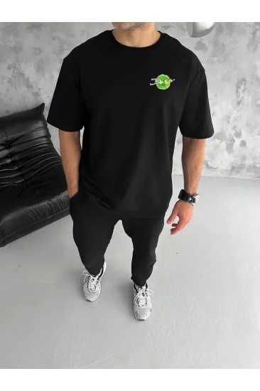 Erkek Kısa Kol Tişört Bisiklet Yaka RİCK AND MORTY Baskılı T-Shirt - Siyah Erkek Kısa Kol Tişört Bisiklet Yaka RİCK AND MORTY Baskılı T-Shirt - Siyah
