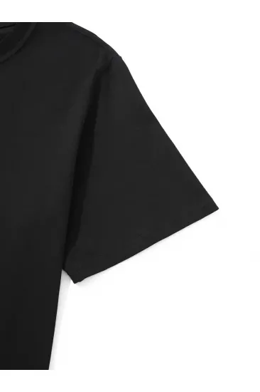 Erkek Kısa Kol Yazlık Tişört Bisiklet Yaka Baskılı Oversize T-Shirt - Siyah Erkek Kısa Kol Yazlık Tişört Bisiklet Yaka Baskılı Oversize T-Shirt - Siyah