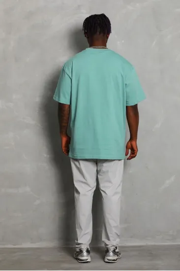 Erkek Düz Yazlık Kısa Kol Tişört Bisiklet Yaka Oversize T-Shirt - Mint Yeşili Erkek Düz Yazlık Kısa Kol Tişört Bisiklet Yaka Oversize T-Shirt - Mint Yeşili