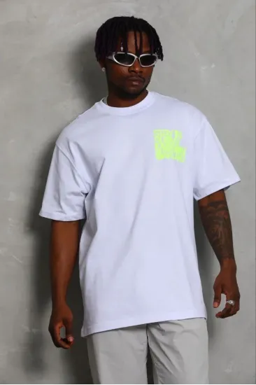 Erkek Baskılı T-Shirt Kısa Kol Bisiklet Yaka Regular Fit Tişört - Beyaz Erkek Baskılı T-Shirt Kısa Kol Bisiklet Yaka Regular Fit Tişört - Beyaz