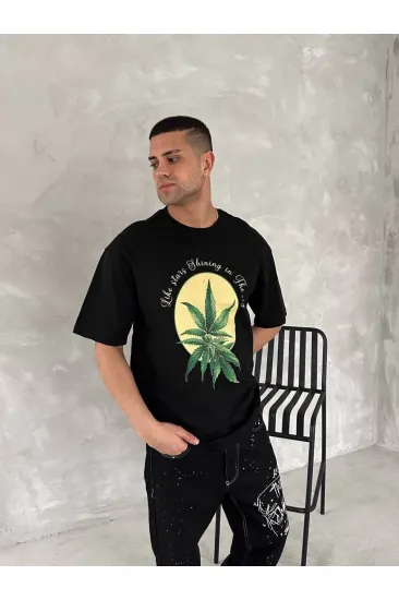 Erkek Baskılı T-Shirt Kısa Kol Bisiklet Yaka Regular Fit Yazlık Tişört - SiyahSiyah Erkek Baskılı T-Shirt Kısa Kol Bisiklet Yaka Regular Fit Yazlık Tişört - SiyahSiyah