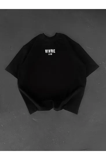 Erkek Ön ve Arka Baskılı T-Shirt Kısa Kol Bisiklet Yaka Regular Fit Tişört -  Siyah