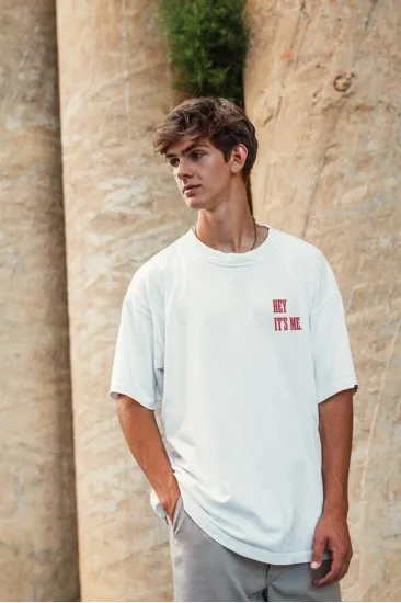 Erkek Baskılı T-Shirt Kısa Kol Bisiklet Yaka Regular Fit Rahat Kalıp Tişört - Beyaz Erkek Baskılı T-Shirt Kısa Kol Bisiklet Yaka Regular Fit Rahat Kalıp Tişört - Beyaz