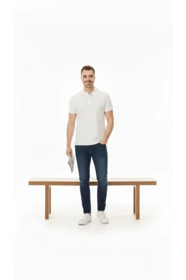 Erkek Polo Yaka Düğmeli Pike Kumaş Tişört Regular Fit Kısa Kol T-Shirt - Beyaz Erkek Polo Yaka Düğmeli Pike Kumaş Tişört Regular Fit Kısa Kol T-Shirt - Beyaz
