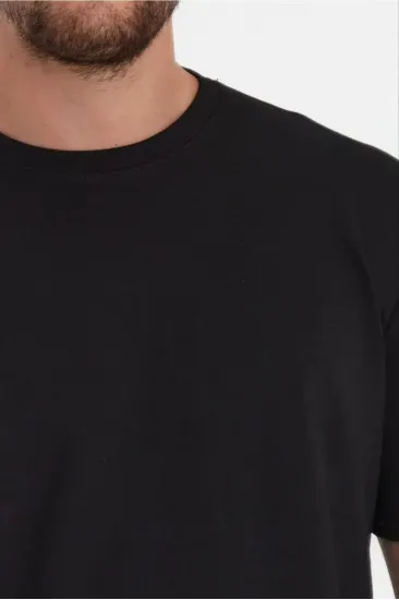 Erkek Düz Penye Tişört Bisiklet Yaka Kısa Kol Regular Fit T-Shirt - Siyah Erkek Düz Penye Tişört Bisiklet Yaka Kısa Kol Regular Fit T-Shirt - Siyah