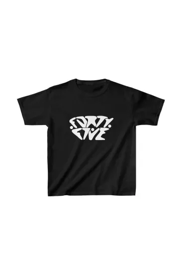 Unisex Çocuk Baskılı T-Shirt - Siyah